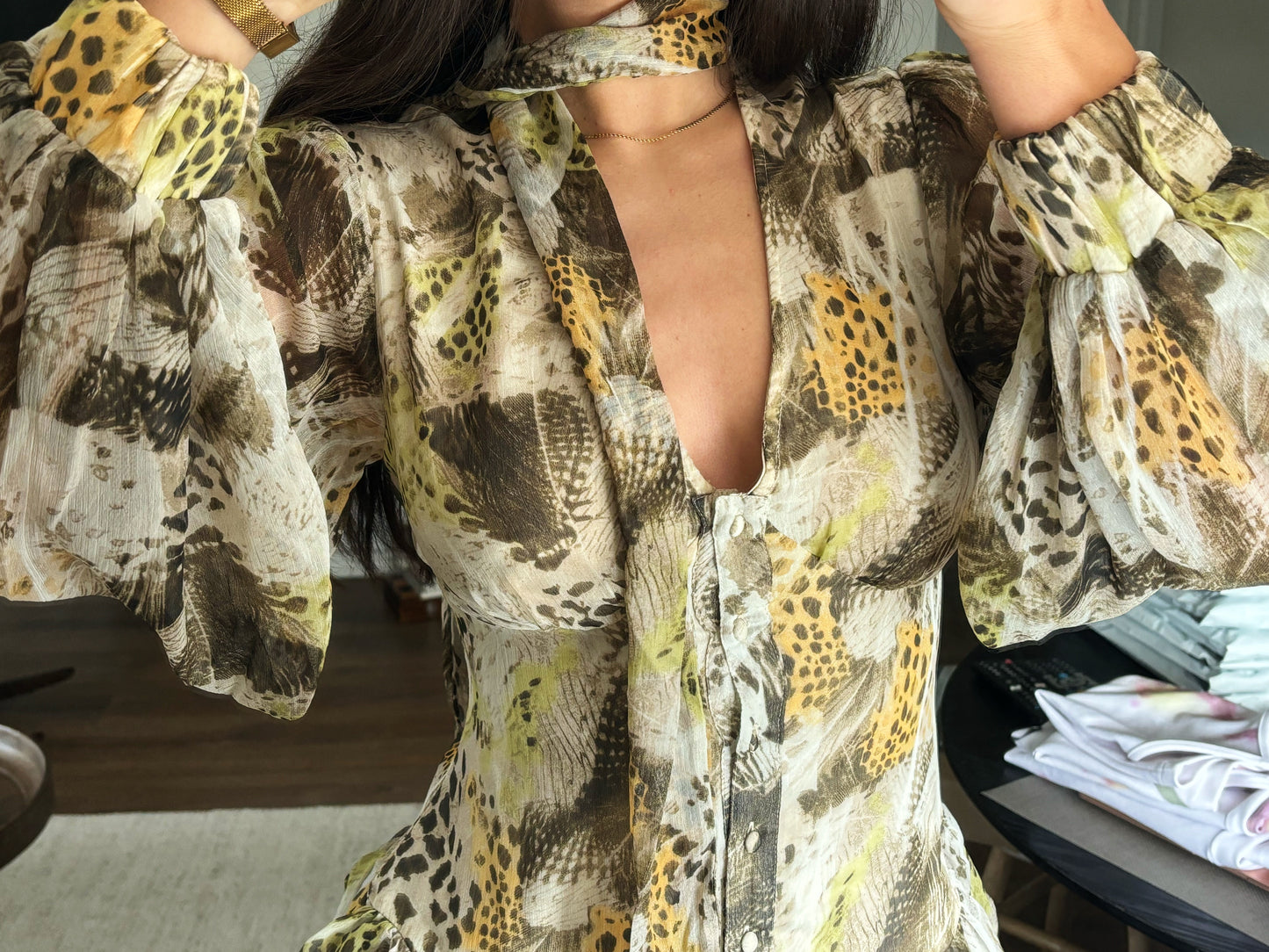 Animal Print Ruffle kjóll - Asos