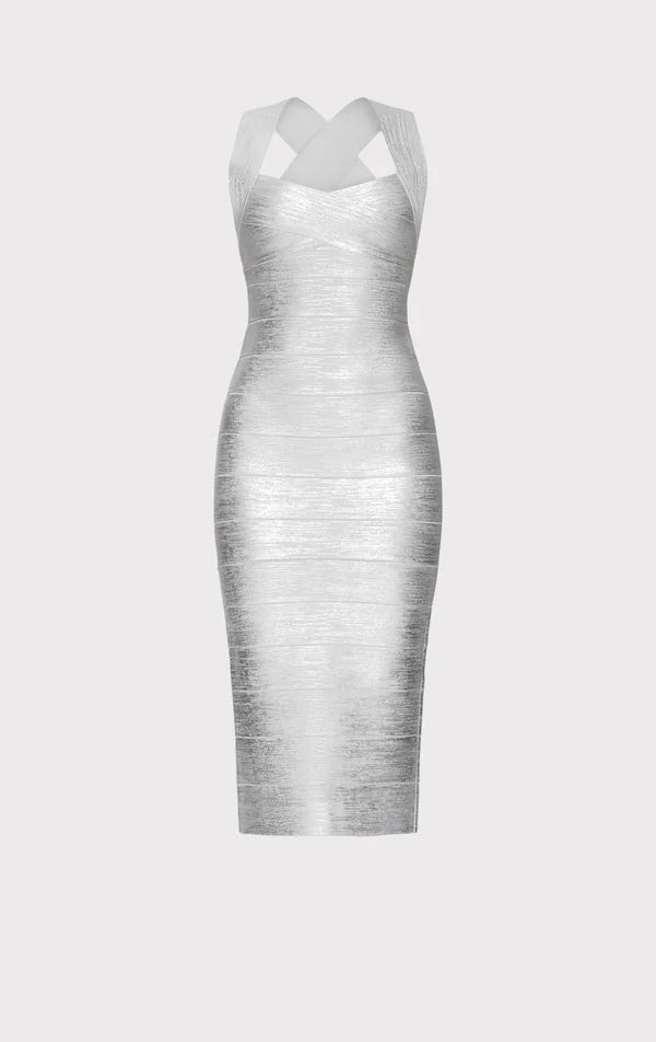 Foil Bandage Dress - Herve Leger