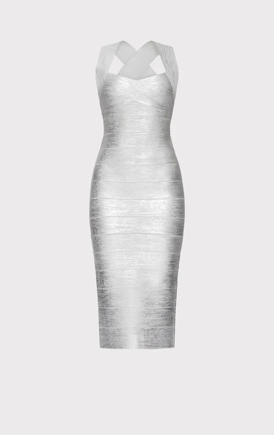 Foil Bandage Dress - Herve Leger