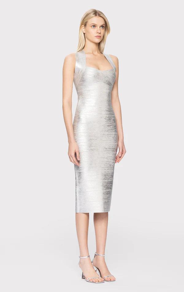 Foil Bandage Dress - Herve Leger