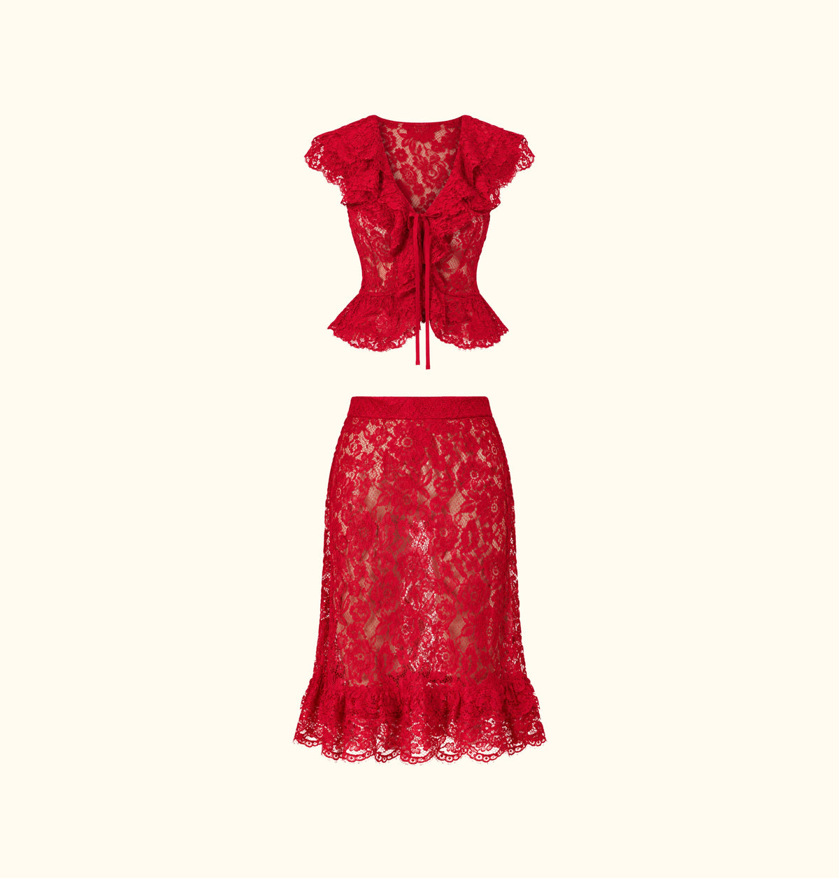 Frill Red Lace Sett - With Harper Lu
