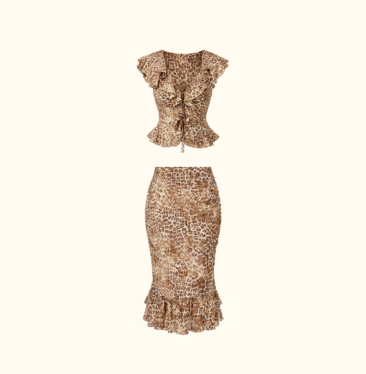 Frill Leopard Silk Sett - With Harper Lu