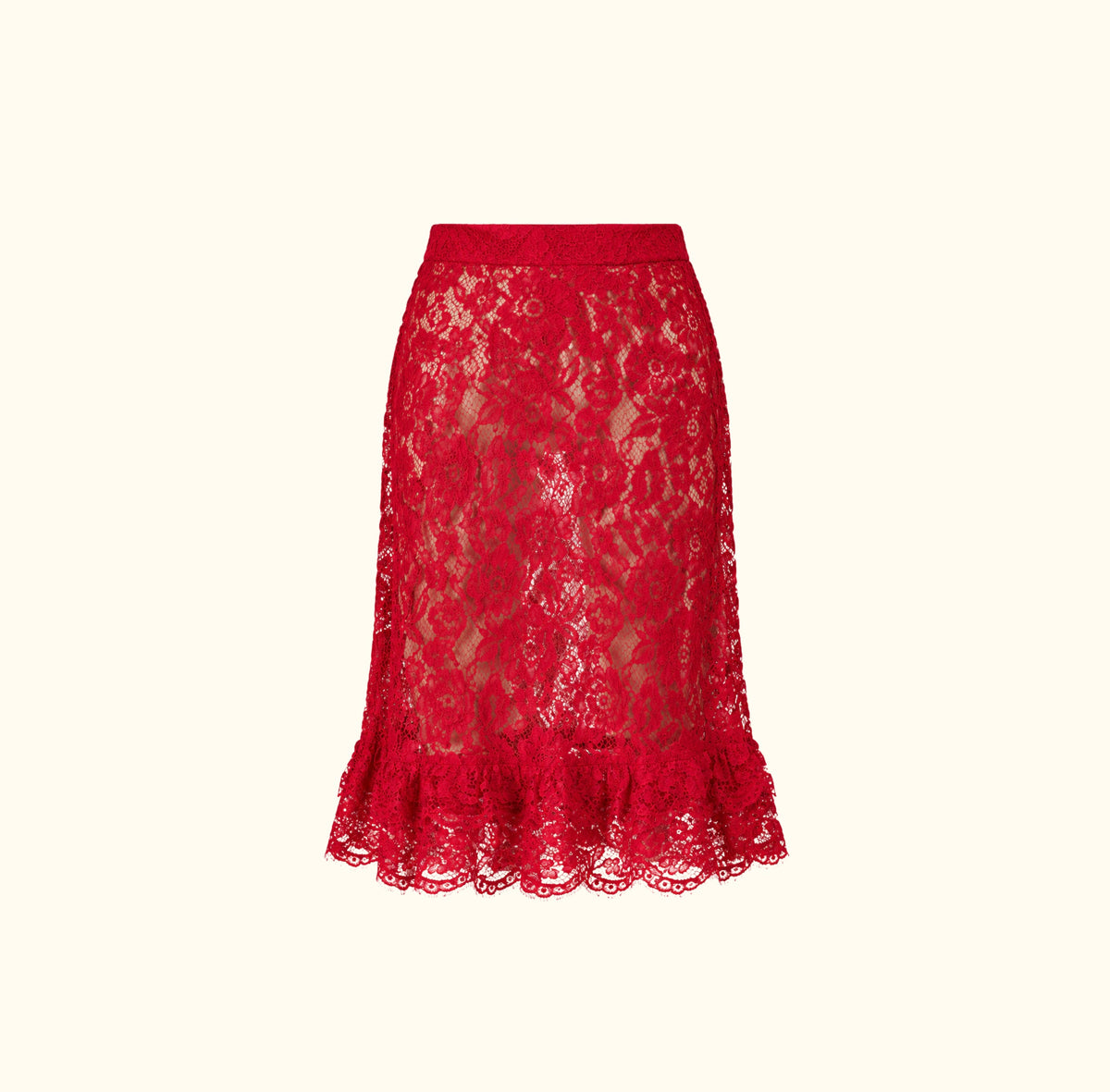 Frill Red Lace Skirt - With Harper Lu