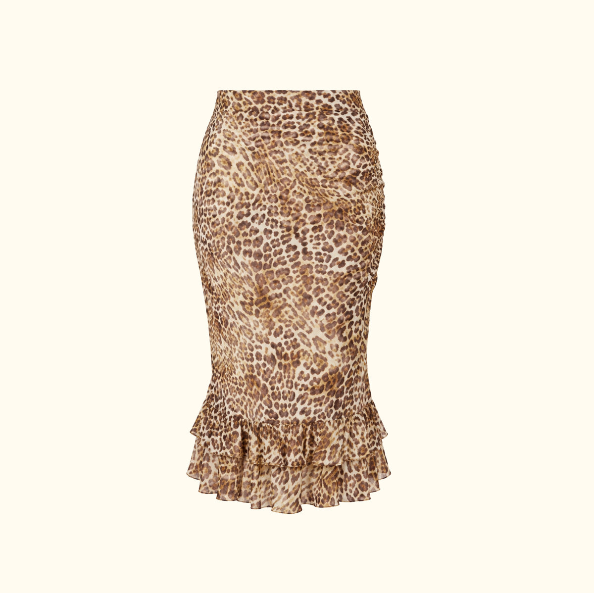 Frill Leopard Silk Skirt - With Harper Lu